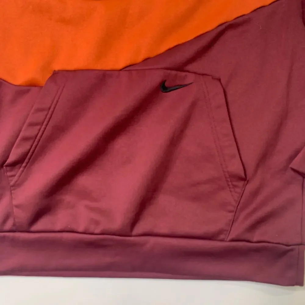 Nike Hoodie Mens L Large Burgundy Therma Fit Big Swoosh Fleece Lined Sweatshirt